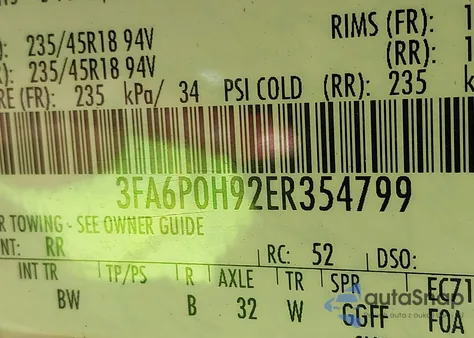 2014 Ford Fusion Se из США, поврежденный, VIN 3FA6P0H92ER354799